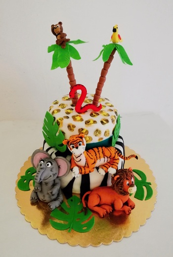 dět_571-Safari dort dle předlohy se slonem, tygrem, lvem, hade