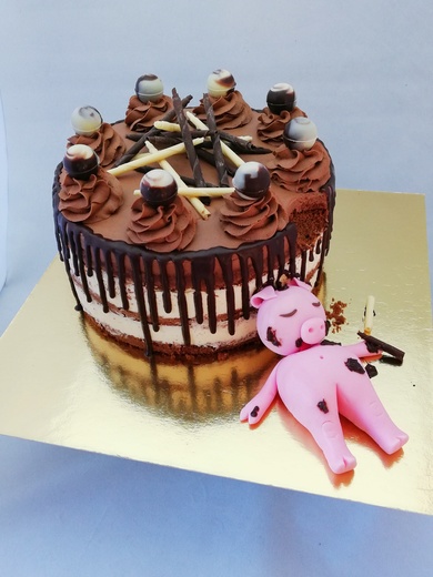 přání_321-čokoládový dort, který nakouslo roztomilé pras